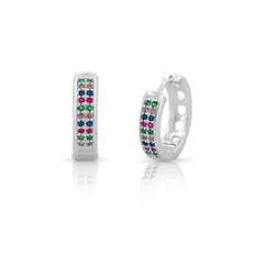 Brinco Argola Click com Zircônias Coloridas