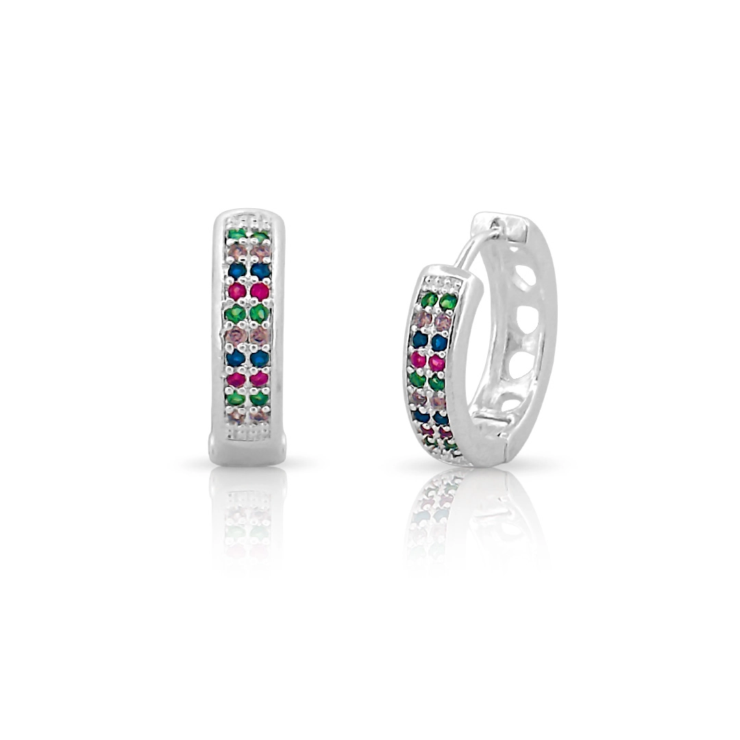 Brinco Argola Click com Zircônias Coloridas