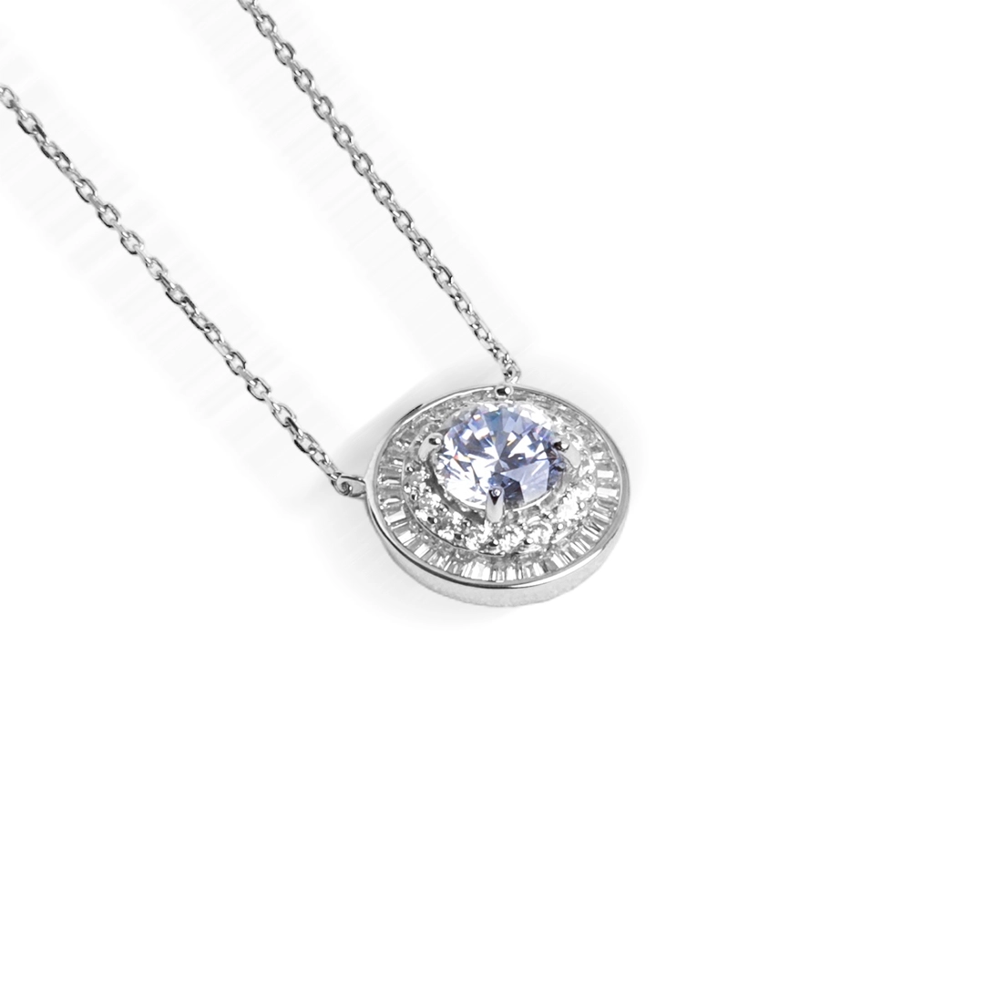 Gargantilha de Prata Blend Collection Redondo com Zircônias Cristal