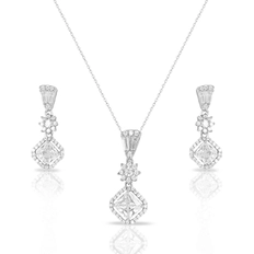 Gargantilha Blend Collection Com Brincos De Zircônia Cristal Quadrada