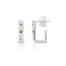 Brinco Meia Argola com Zircônias Coloridas