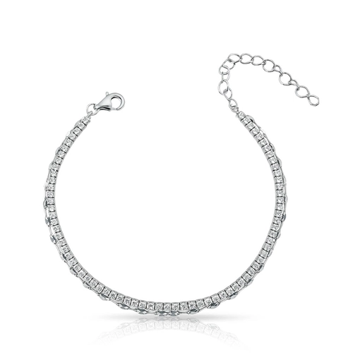 Pulseira Dupla com Riviera em Zircônias Cristal