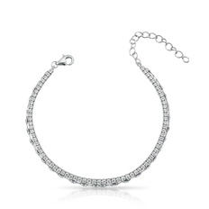 Pulseira Dupla com Riviera em Zircônias Cristal