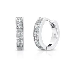 Brinco Argola Click com Duas Fileiras De Zircônias Cristal