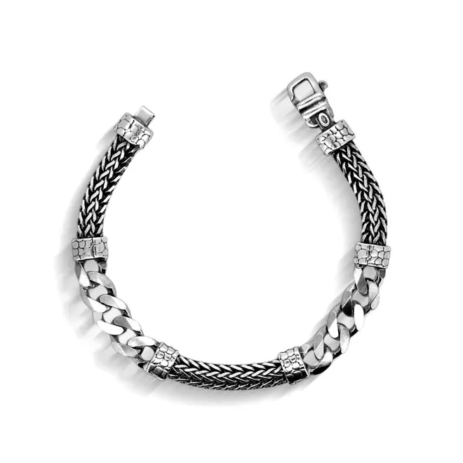 Pulseira Envelhecida com Trabalhado em Malha Gourmette
