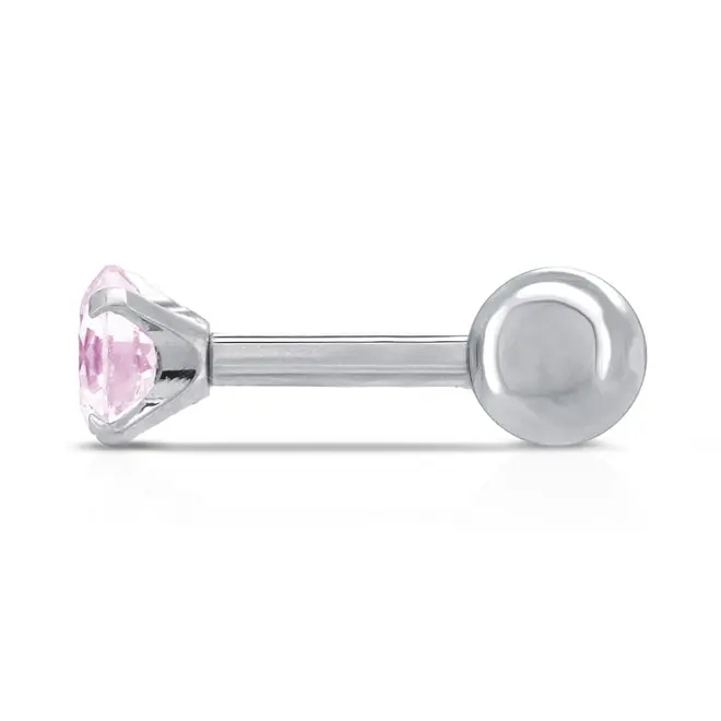 Piercing com Esfera e Zircônia Rosa