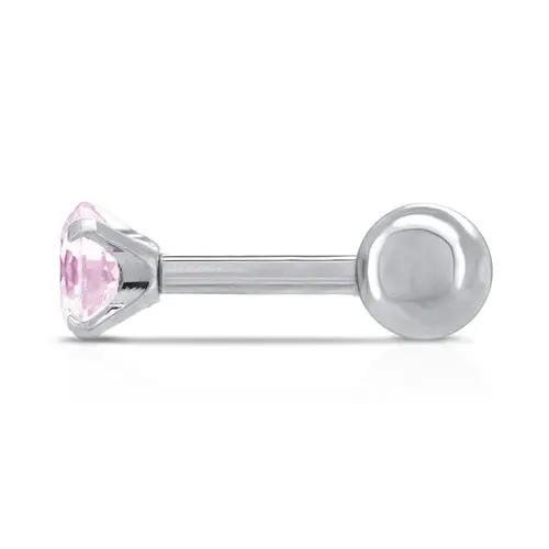 Piercing com Esfera e Zircônia Rosa