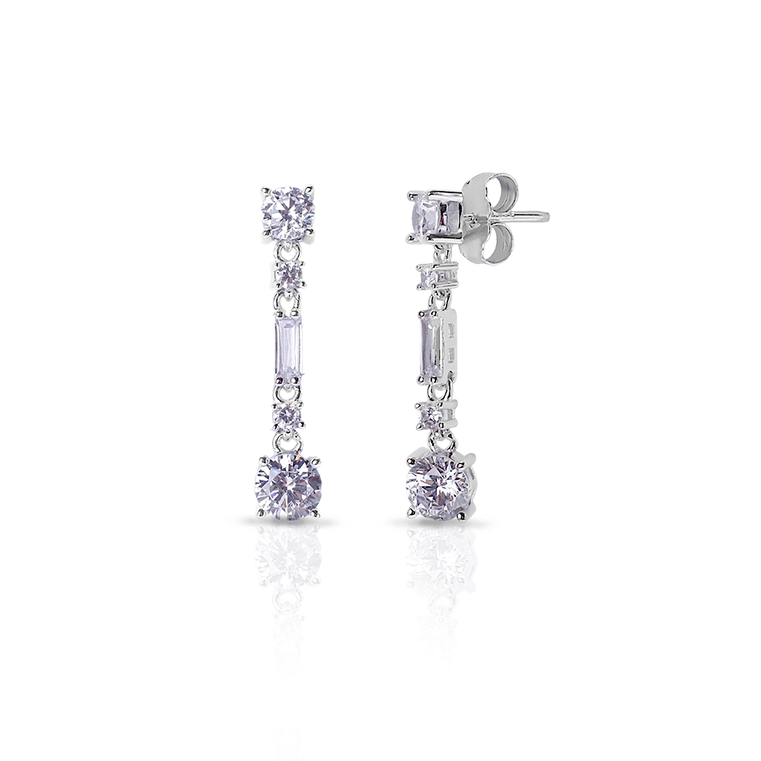 Brinco de Prata Blend Collection Balanço com Zircônias Cristal