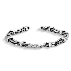 Pulseira Envelhecida com Malha Trabalhada e Gourmette