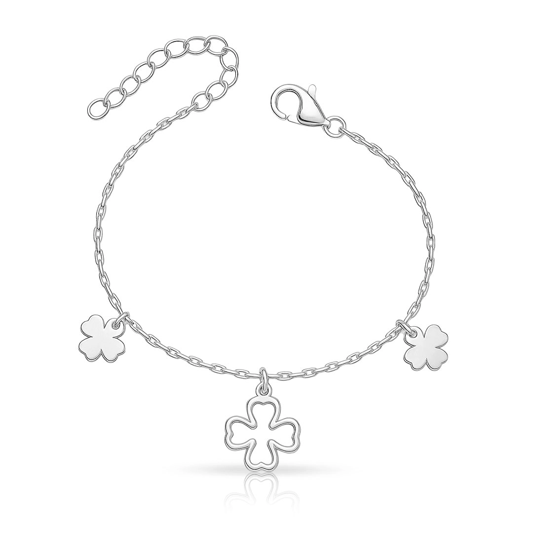 Pulseira com Trevo Vazado Espelhados