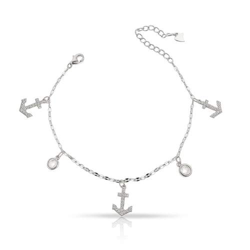 Pulseira de Âncoras e Zircônias Cristal