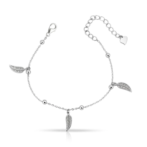 Pulseira de Folhas com Zircônias e Esferas