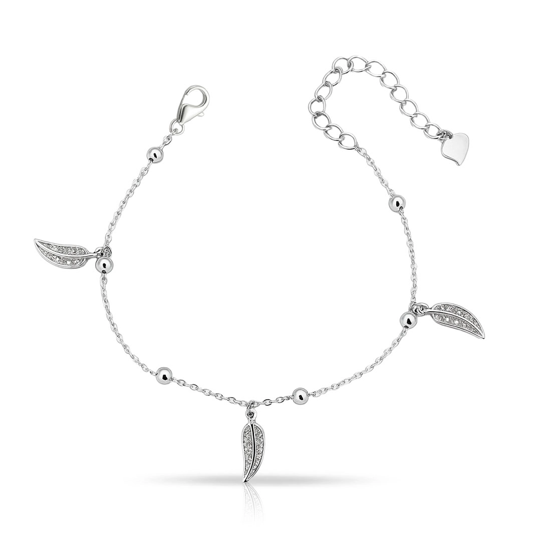 Pulseira de Folhas com Zircônias e Esferas