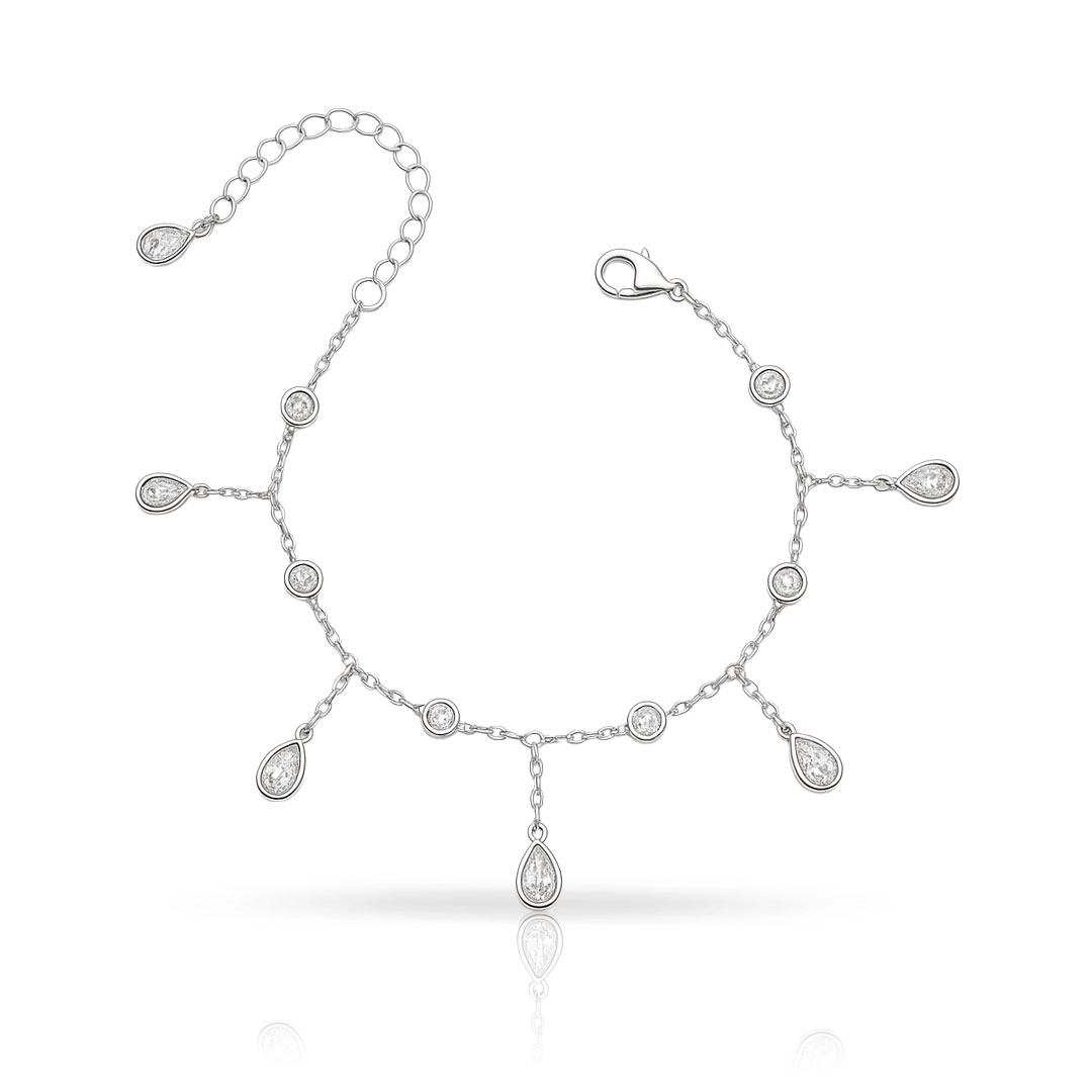 Pulseira Gotas em Zircônias Cristal