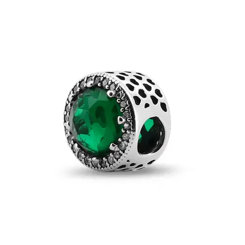 Berloque com Zircônias Esmeralda e Cristal