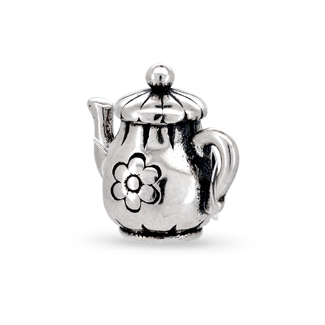 Berloque De Prata Bule com Flor Envelhecida