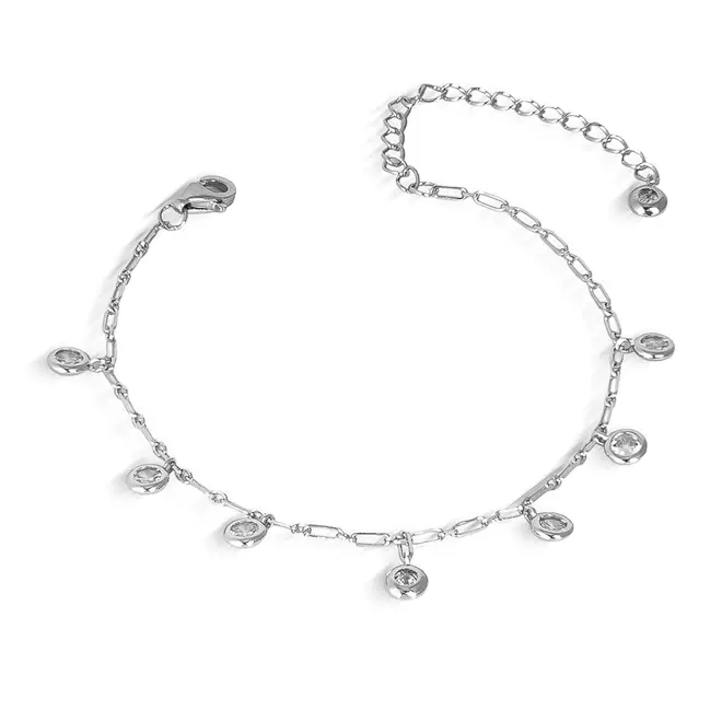 Pulseira com Zircônias Cristal Redondas