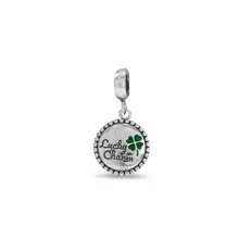 Berloque Envelhecido Lucky Charm e Trevo Verde Esmaltado