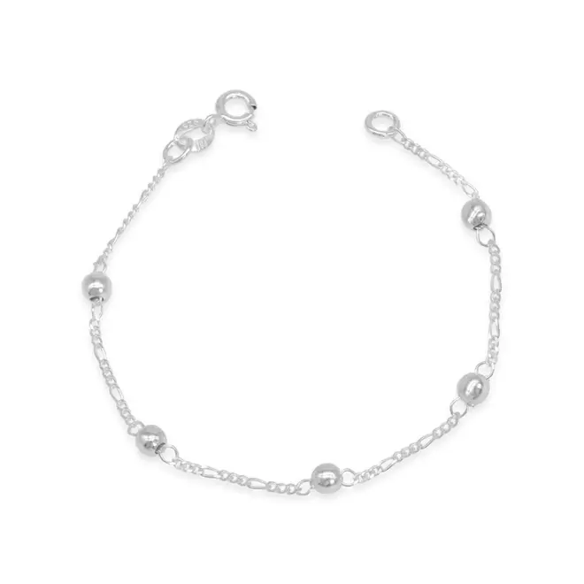Pulseira em Malha Fígaro Kids com Esferas Espelhadas