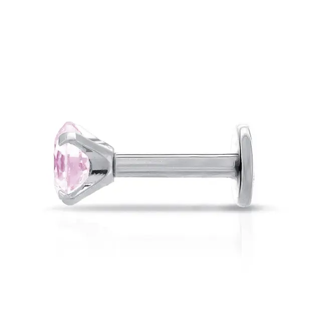 Piercing de Orelha com Zircônia Rosa