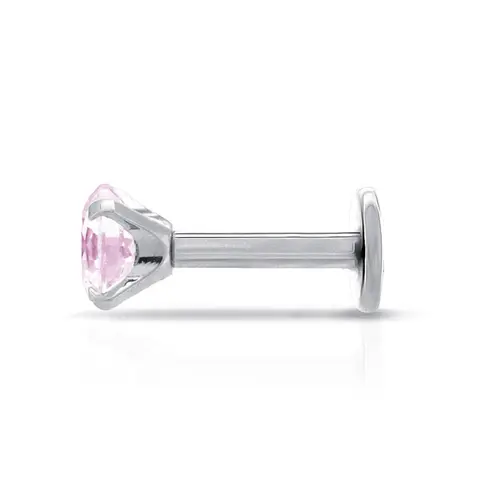 Piercing de Orelha com Zircônia Rosa