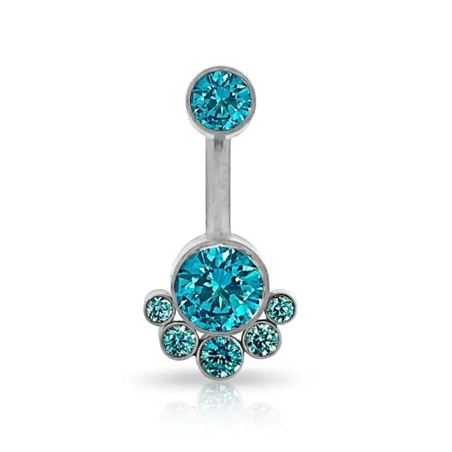 Piercing de Umbigo Trabalhado com Zircônias Topázio