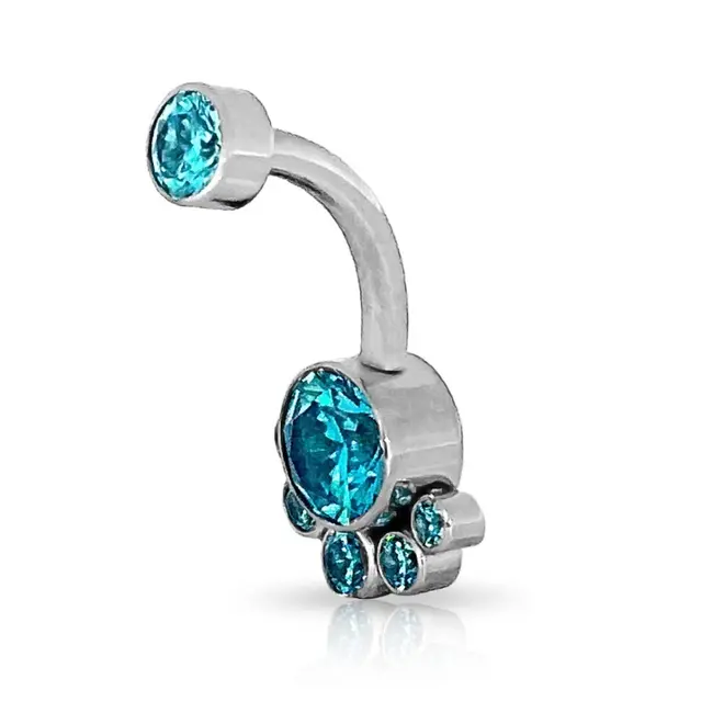 Piercing de Umbigo Trabalhado com Zircônias Topázio