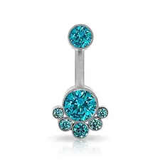 Piercing de Umbigo Trabalhado com Zircônias Topázio
