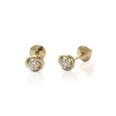 Brinco Baby Gold Trabalhado com Zircônia Cristal