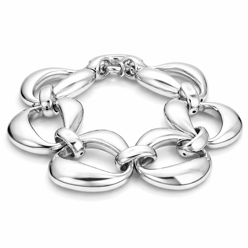 Pulseira Oca com Elos Espelhados em Eletroformação