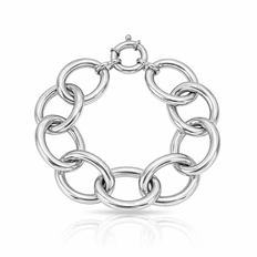 Pulseira de Elos Ovais Lisos e Espelhados