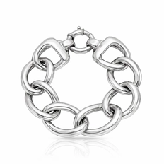 Pulseira Oca com Elos Ovais e Espelhados Eletroformação