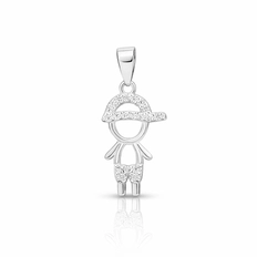 Pingente Menino Espelhado com Zircônias Cristal