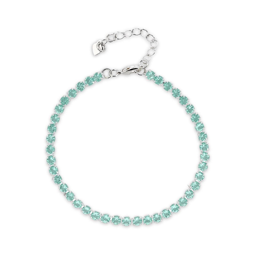 Pulseira Riviéra com Zircônia Água Marinha