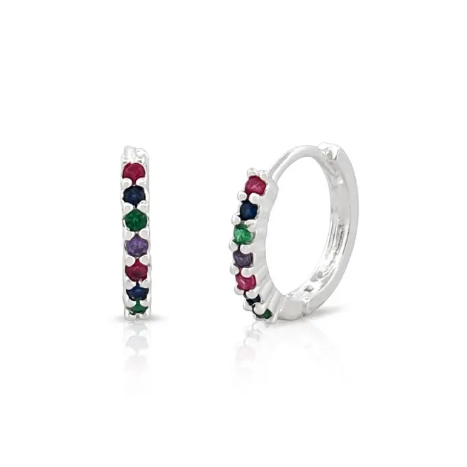Brinco Argola Click com Zircônias Coloridas M