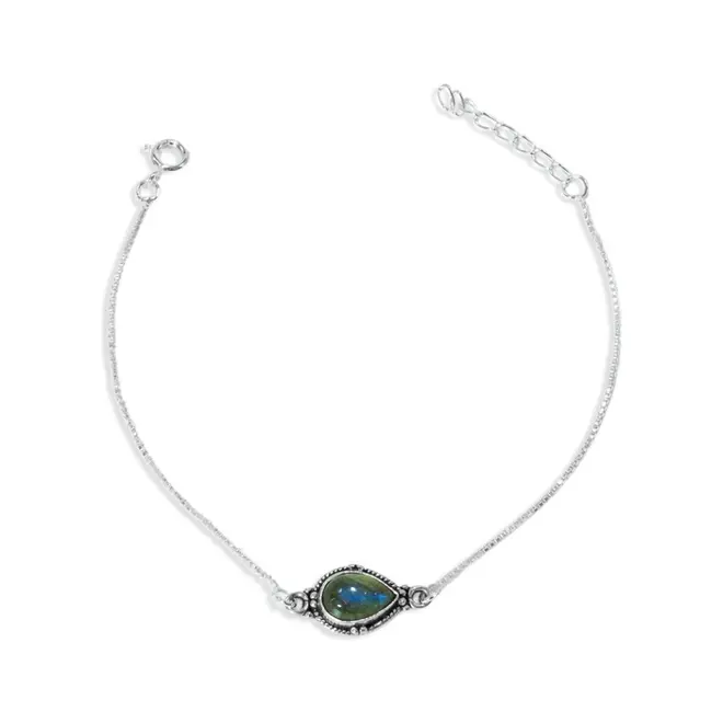 Pulseira em Malha Veneziana com Labradorita