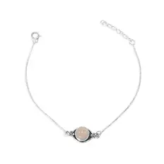 Pulseira em Malha Veneziana com Quartzo Rosa