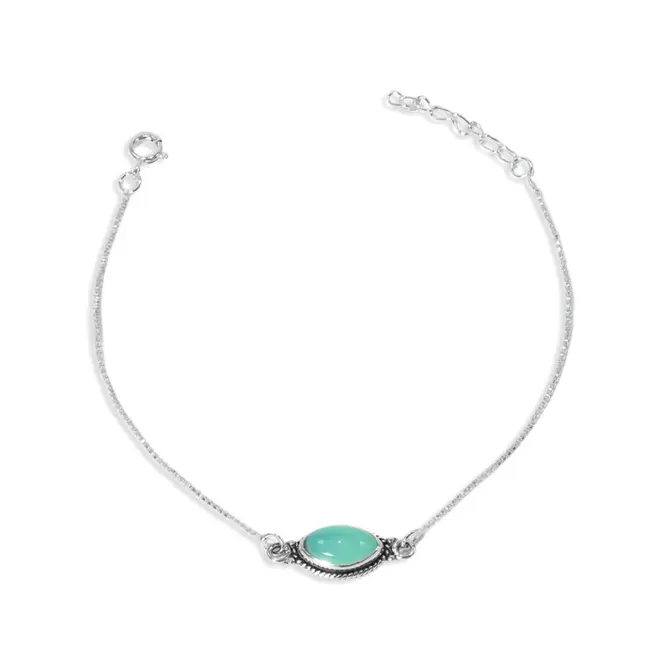 Pulseira em Malha Veneziana com Água Marinha Navete