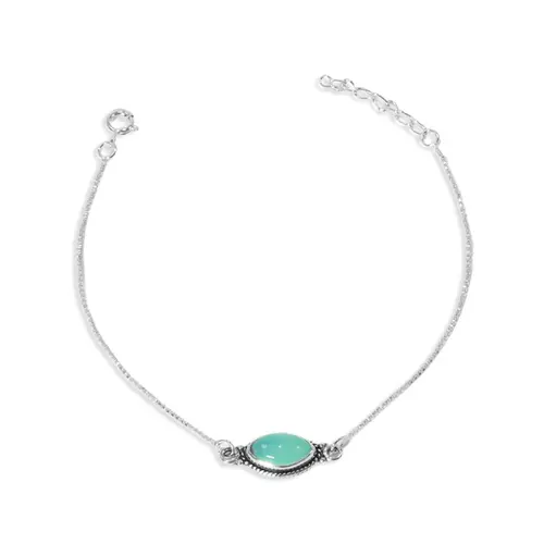Pulseira em Malha Veneziana com Água Marinha Navete