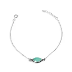 Pulseira em Malha Veneziana com Água Marinha Navete