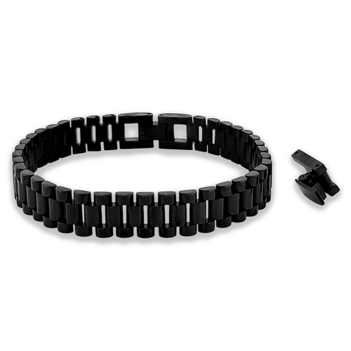 Pulseira com Elos Trabalhados em Fibra de Carbono