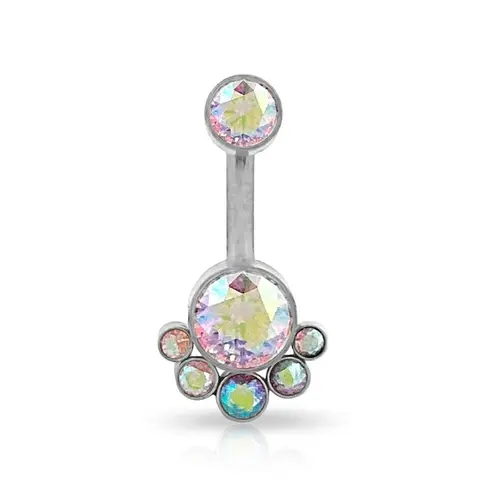 Piercing de Umbigo Trabalhado com Zircônias Cristal Boreal