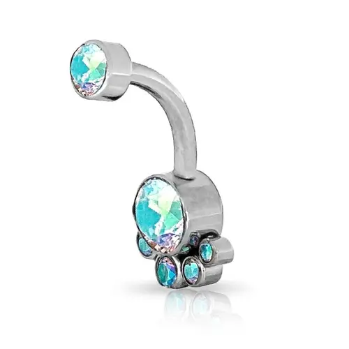 Piercing de Umbigo Trabalhado com Zircônias Cristal Boreal