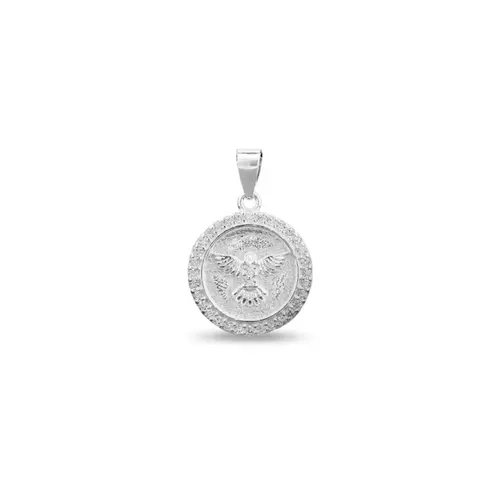 Pingente Medalha com Espírito Santo e Zircônia Cristal