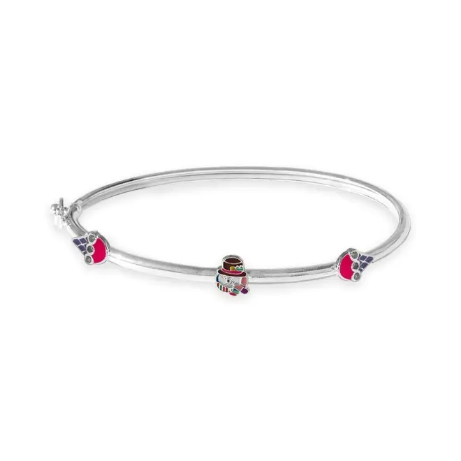 Bracelete Kids Boneco de Neve e Sorvete Colorido Esmaltado