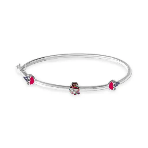 Bracelete Kids Boneco de Neve e Sorvete Colorido Esmaltado