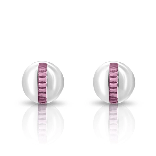 Brinco Top Meia Bola com Zircônia Rosa