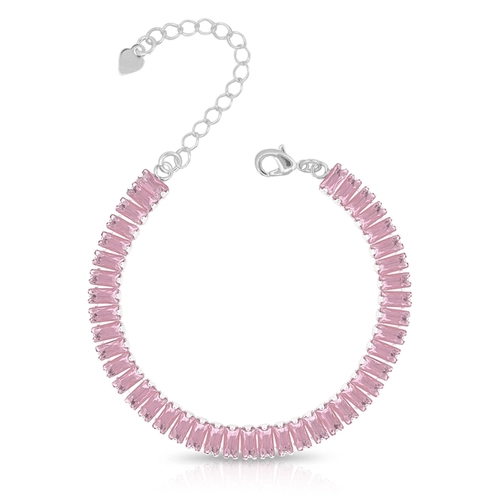 Pulseira Riviéra Com Zircônias Rosa