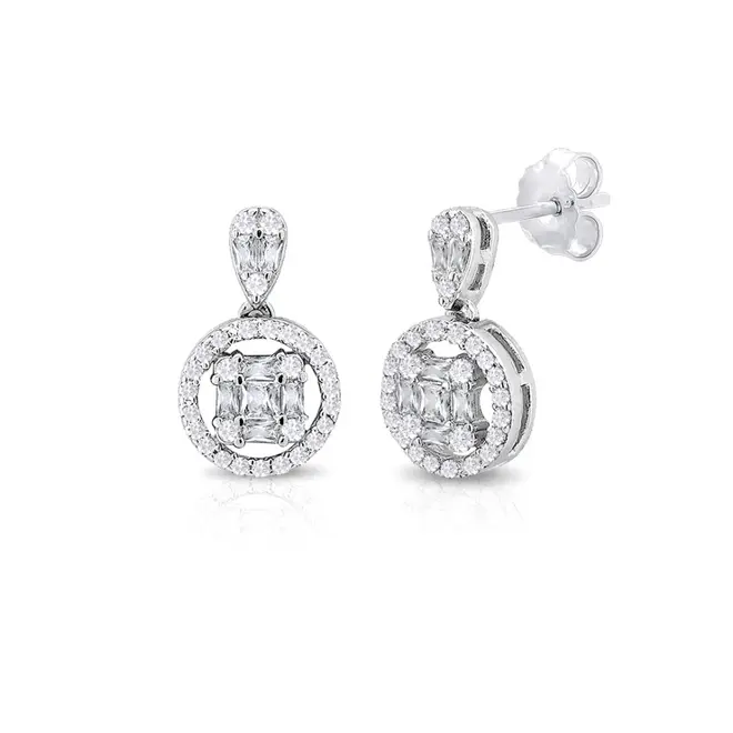 Brinco Balanço Blend Collection com Zircônias Cristal Redonda