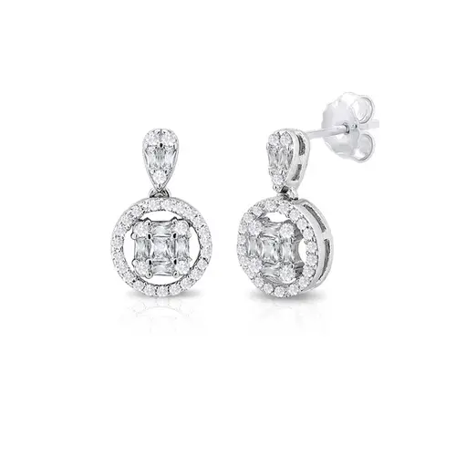 Brinco Balanço Blend Collection com Zircônias Cristal Redonda